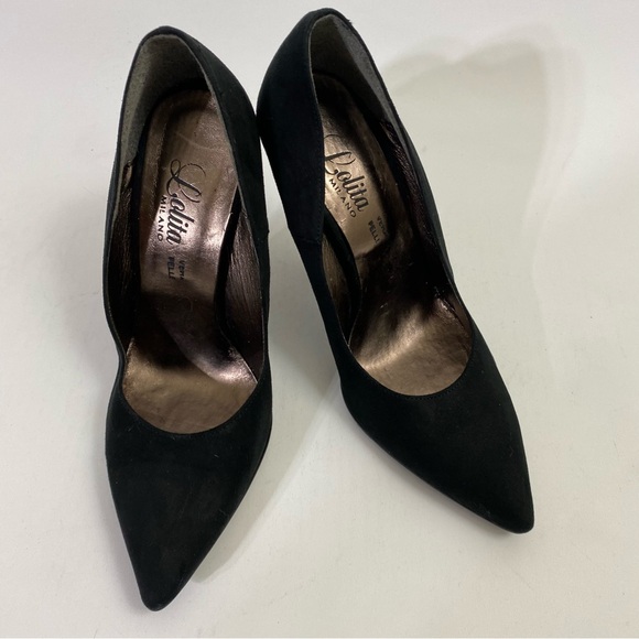 Lolita Milano Black Suede Pumps Stiletto Heels 8 / 38 - Picture 7 of 15